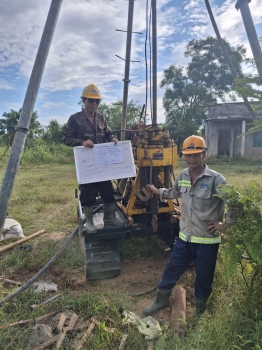 Thi công khoan khảo sát địa chất Khu đô thị mới Quán Hàu, Quảng Trị.