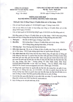 Thông báo mời họp Đại hội đồng cổ đông thường niên năm 2026